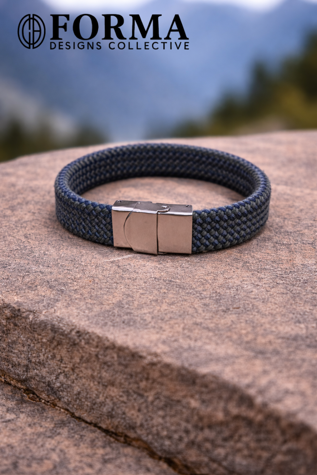 Blue Checkered Climbing Rope Bracelet