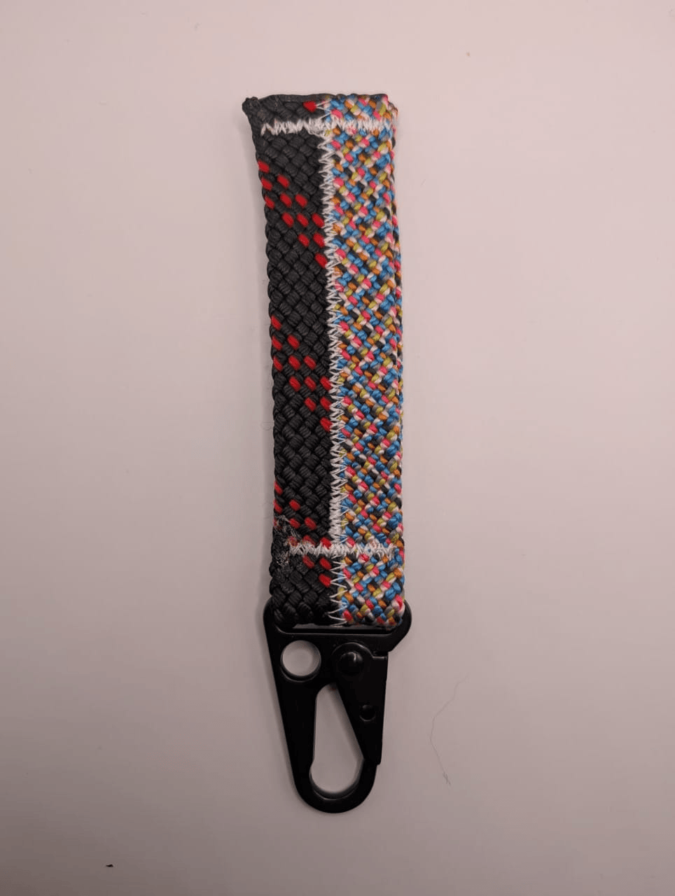 Rainbow, Black & Red Dot Rope Keychain