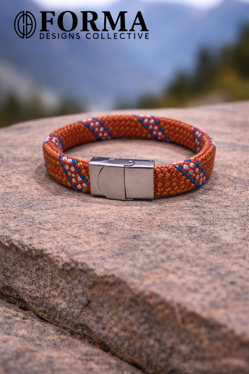 Red, Blue & White Stripe Climbing Rope Bracelet