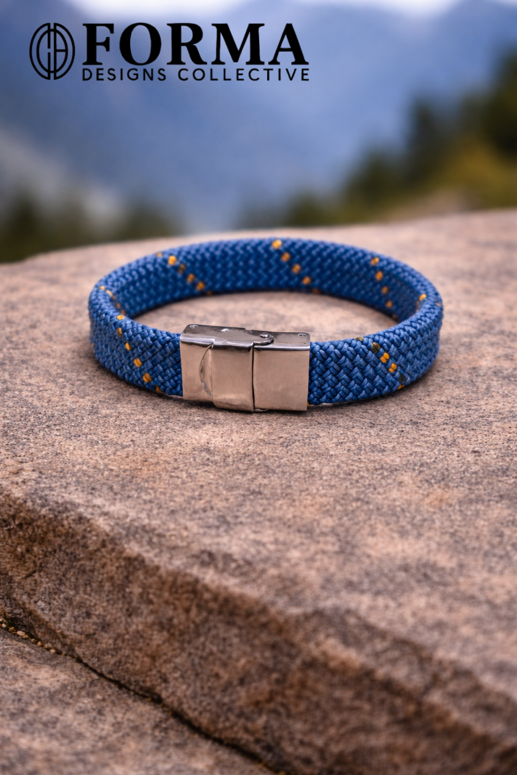 Blue & Yellow stripe Climbing Rope Bracelet