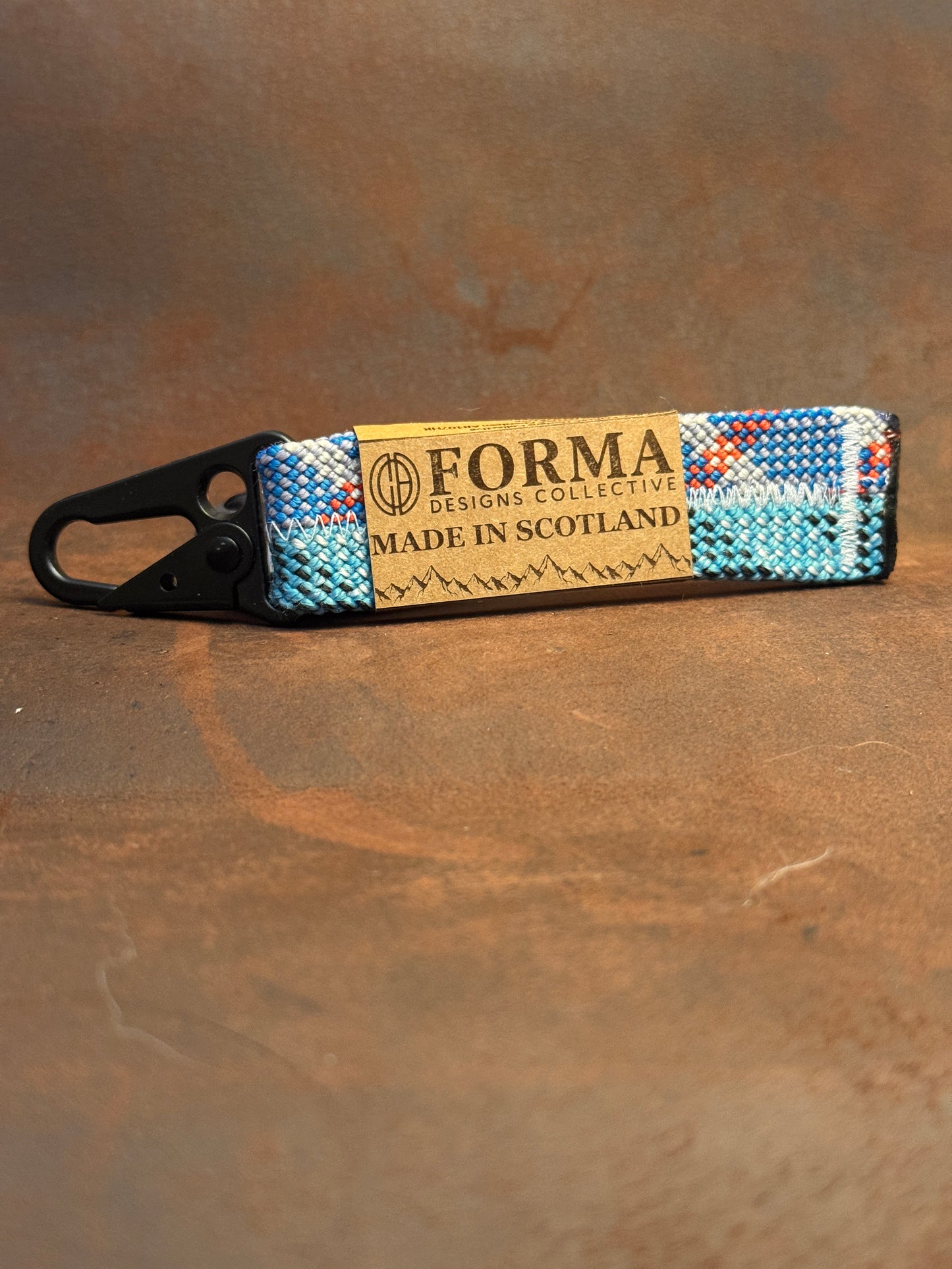 Mixed Stripe Blue Climbing Rope Keychain