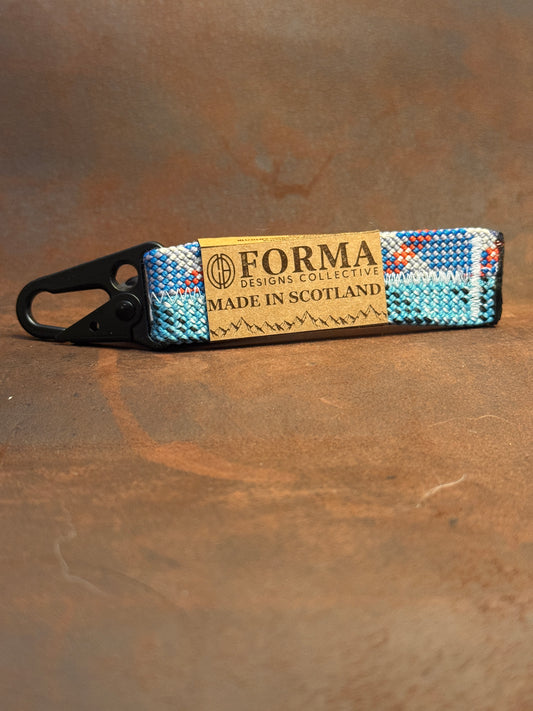 Mixed Stripe Blue Climbing Rope Keychain