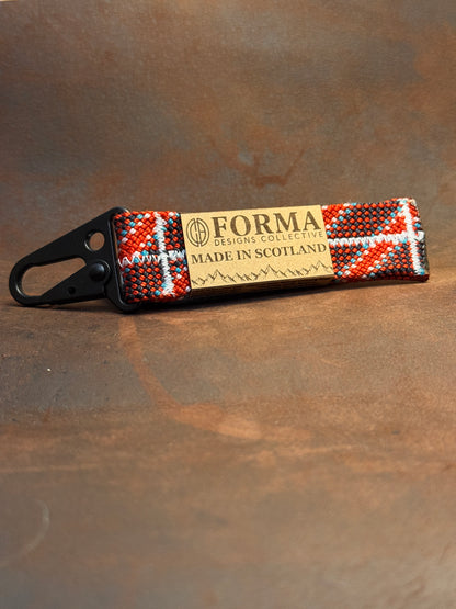 Red and black climbing rope carabiner keychain
