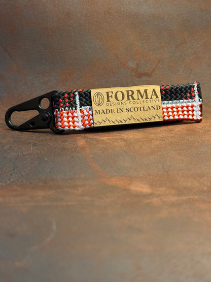 Black and red climbing rope carabiner keychain