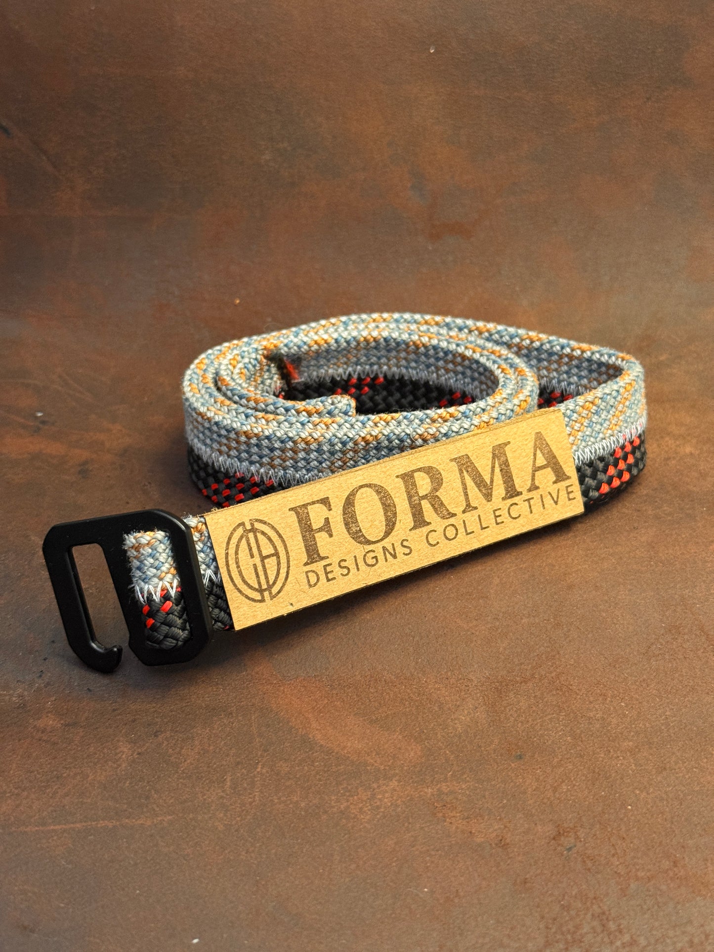 Black, Blue & Orange Striped Climbing Rope Belt