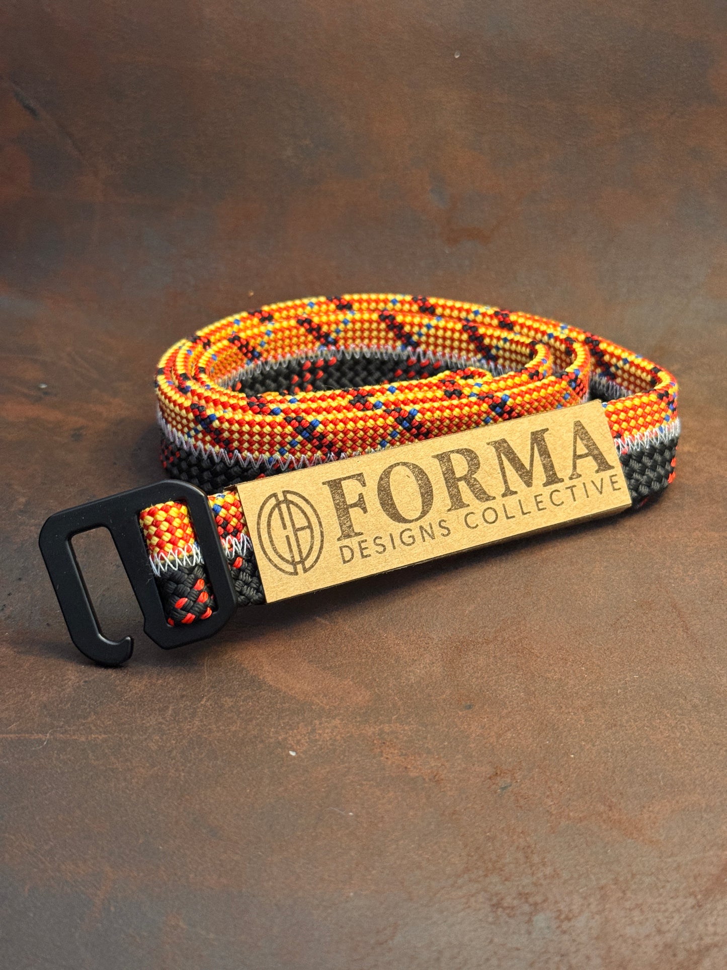 Black & Orange Striped Climbing Rope Belt