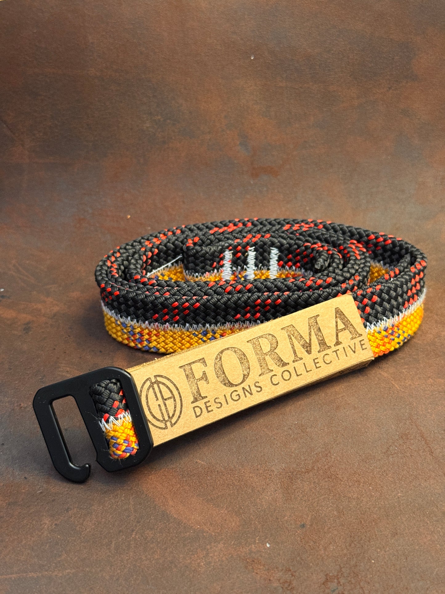 Black, Orange, Red & Blue Striped Climbing Rope Belt