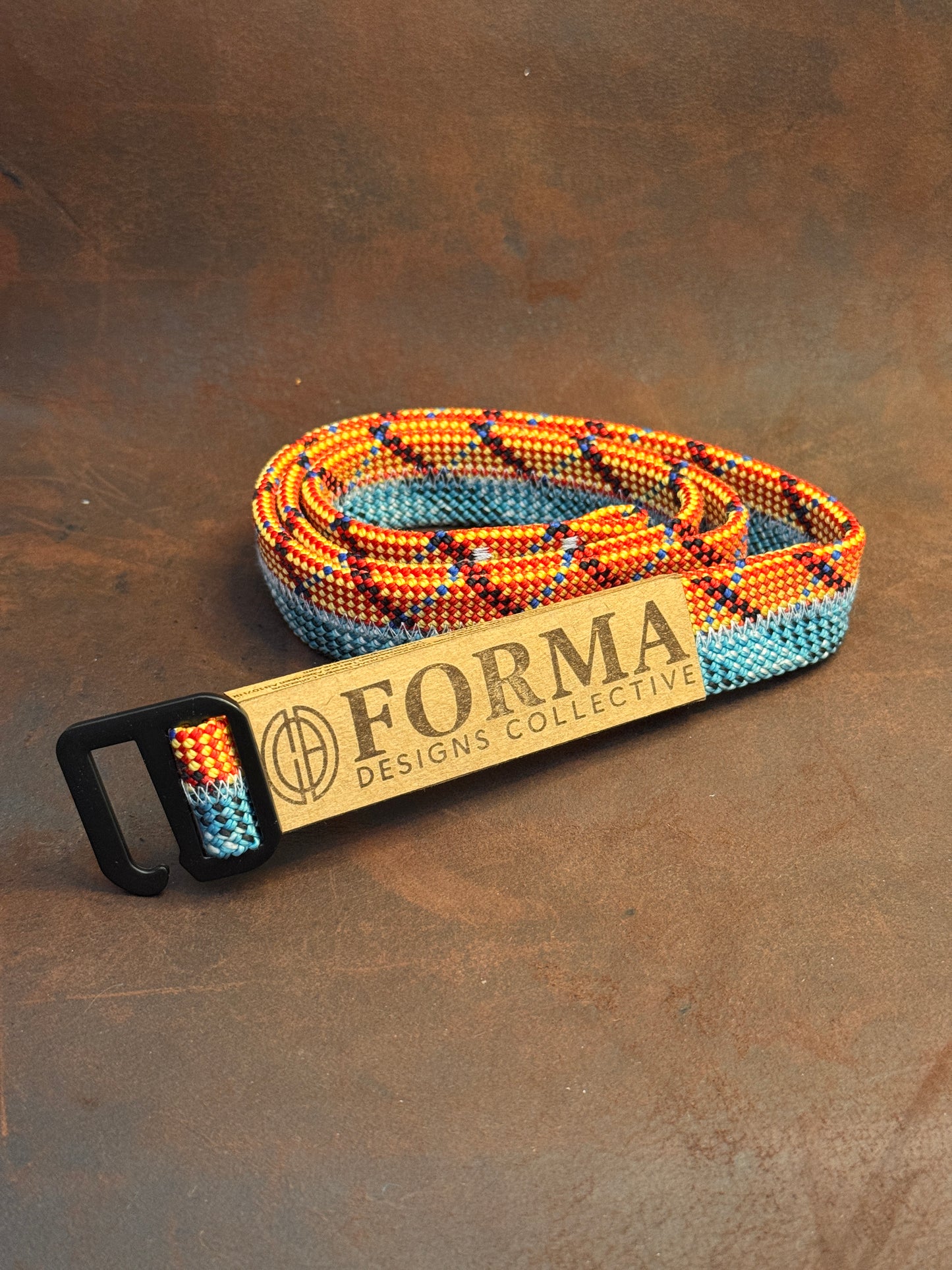 Striped Blue, Black & Orange Climbing Rope Belt