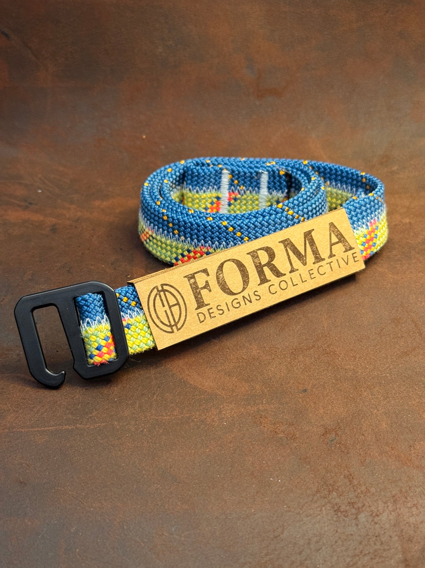Striped Blue, Yellow & Green Climbing Rope Belt – Forma Designs Collective