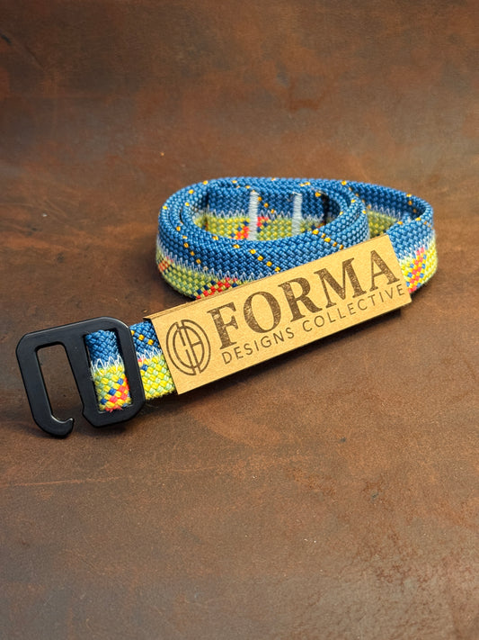 Striped Blue, Yellow & Green Climbing Rope Belt