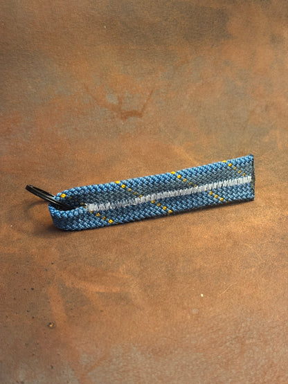 Blue and yellow loop climbing rope keychain