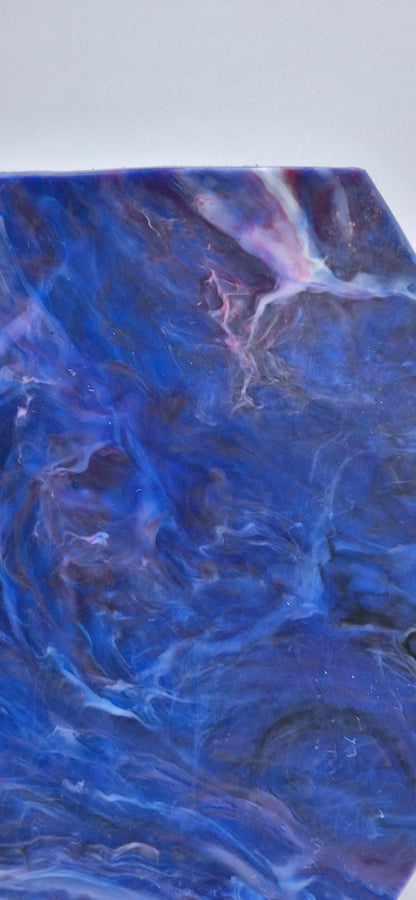 Close up of the marbled recycled HDPE surface of the hexagon coaster